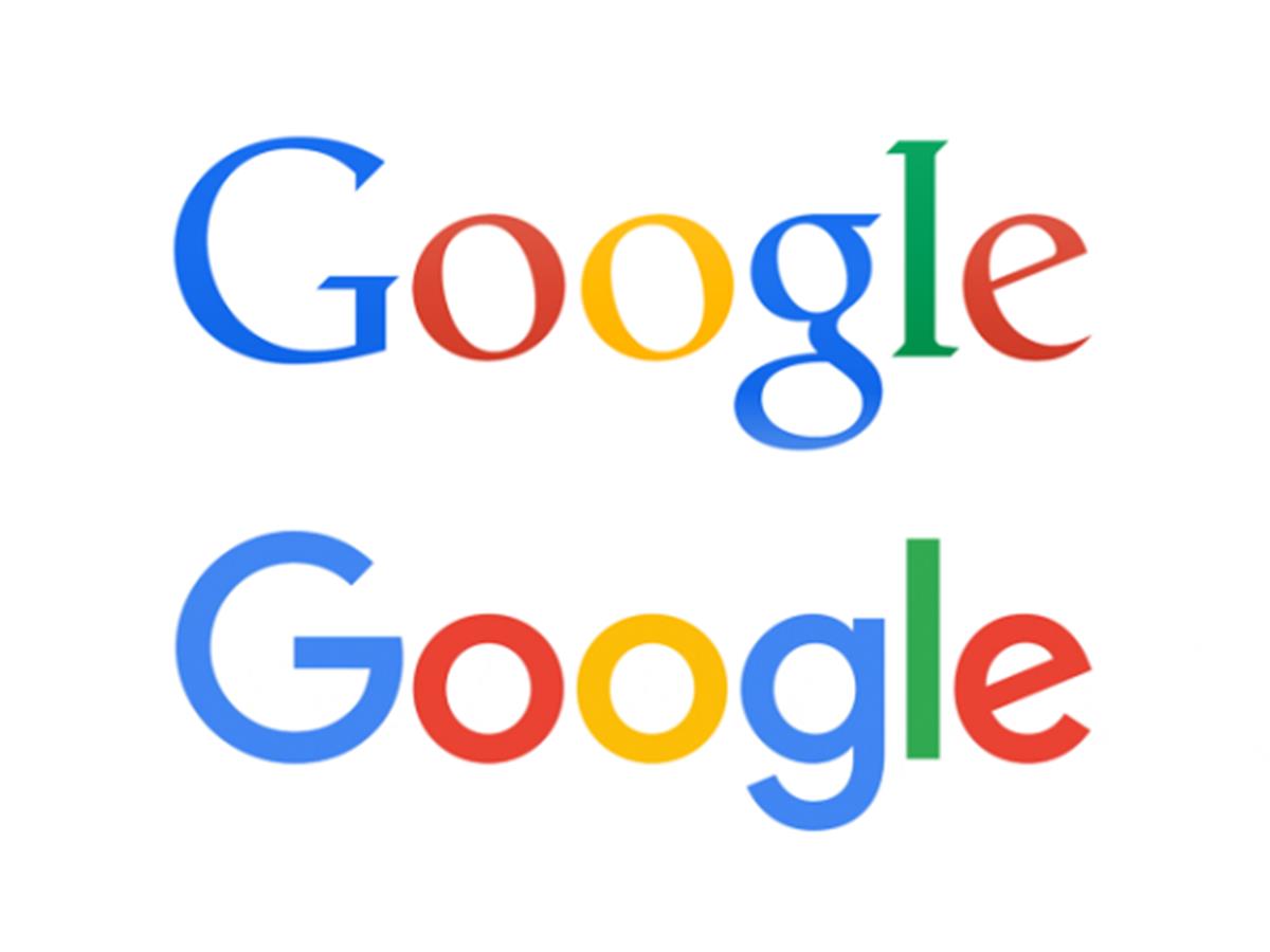 The old Google logo above the new, flat version.