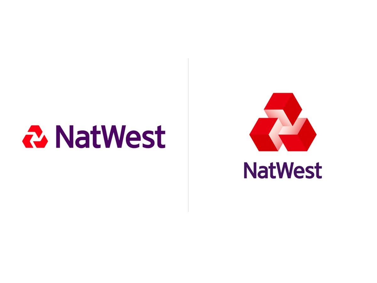 Old and new Natwest logos side by side.