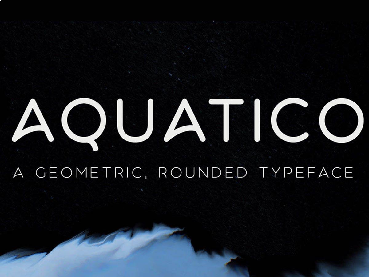 Aquatico font on a black background with blue flames below.